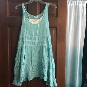 Light turquoise Free People dress (M) with FP slip